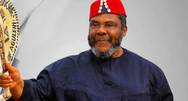 Veteran Nollywood actor Pete Edochie speaking during a media interview session.